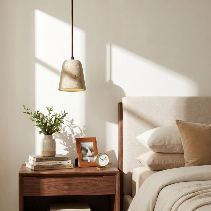 Tarell Modern Travertine Natural Cone Pendant Light 2