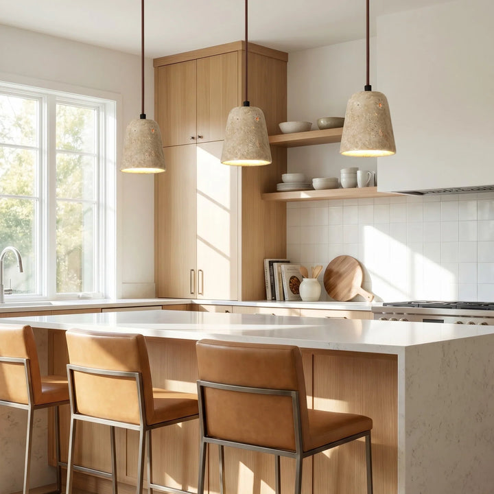 Tarell Modern Travertine Natural Cone Pendant Light 4