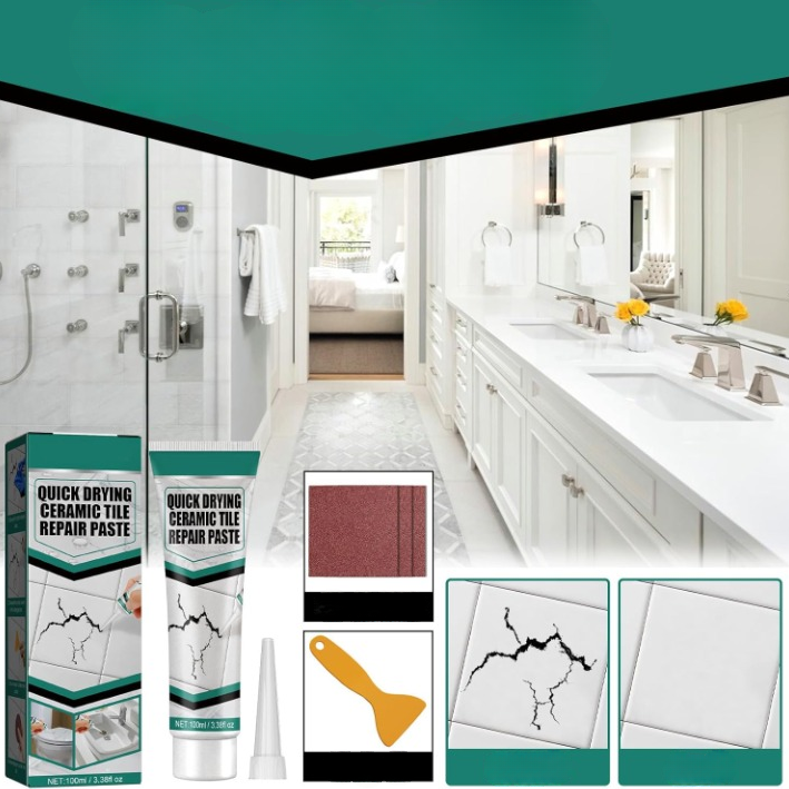 Tegelreparatiepasta 100ml Keramiek Porselein Marmer Badkamer Keuken Scheuren Chips Waterdicht Sneldrogend Vloerreparatie Wandtegel Herstellen | Sansoti 1