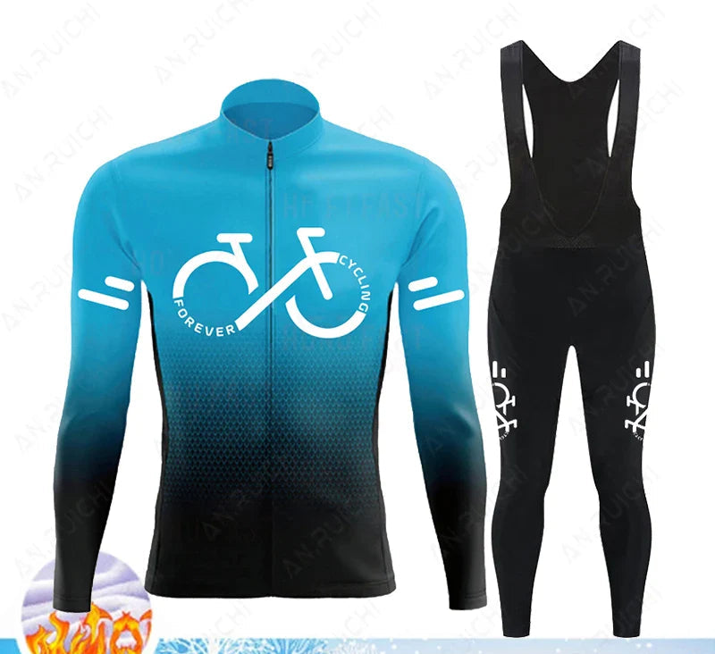 Cyclovent Thermische Wielertrui Set – Heren Fleece Fietskleding met 5D Kussen, Winddicht & Warm voor Winterritten