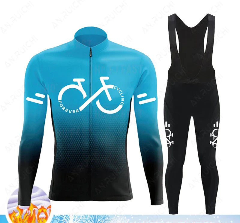 Cyclovent Thermische Wielertrui Set – Heren Fleece Fietskleding met 5D Kussen, Winddicht & Warm voor Winterritten