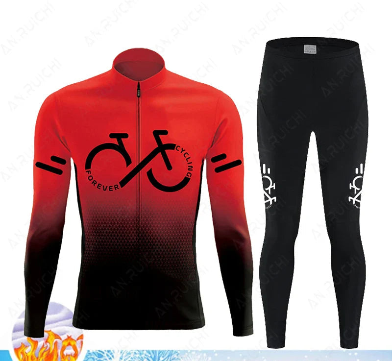 Cyclovent Thermische Wielertrui Set – Heren Fleece Fietskleding met 5D Kussen, Winddicht & Warm voor Winterritten