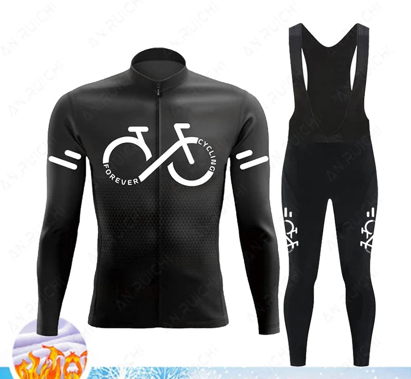 Cyclovent Thermische Wielertrui Set – Heren Fleece Fietskleding met 5D Kussen, Winddicht & Warm voor Winterritten
