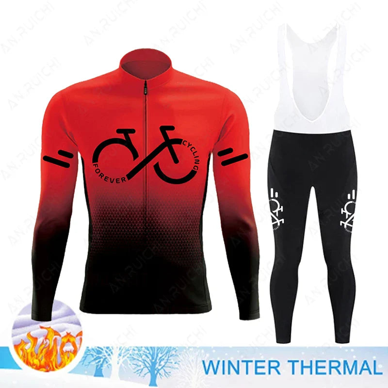 Cyclovent Thermische Wielertrui Set – Heren Fleece Fietskleding met 5D Kussen, Winddicht & Warm voor Winterritten