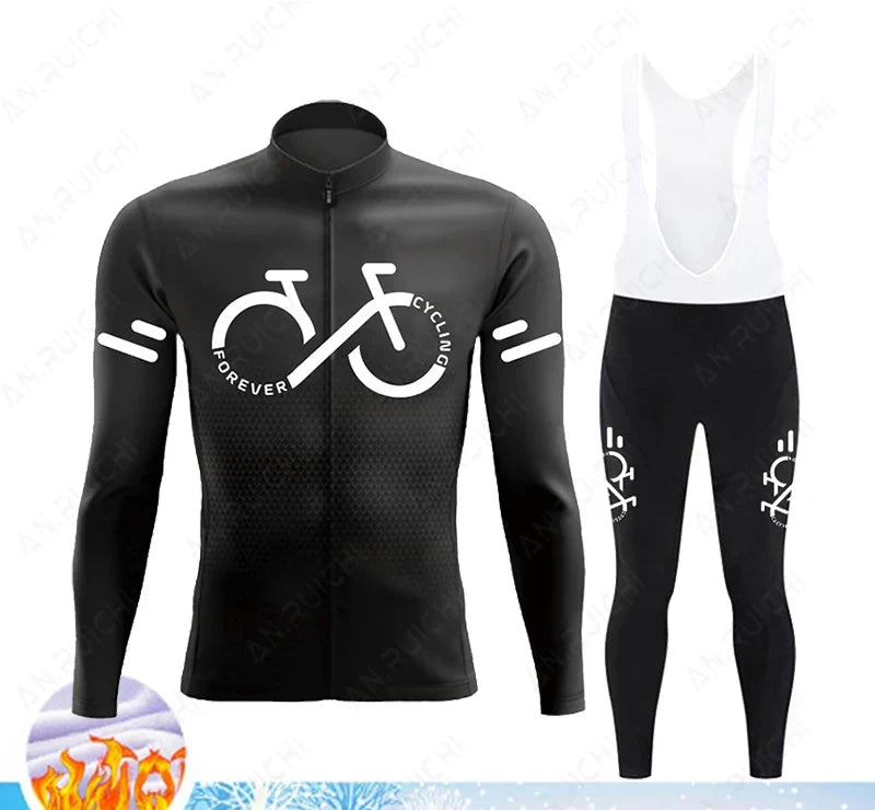 Cyclovent Thermische Wielertrui Set – Heren Fleece Fietskleding met 5D Kussen, Winddicht & Warm voor Winterritten