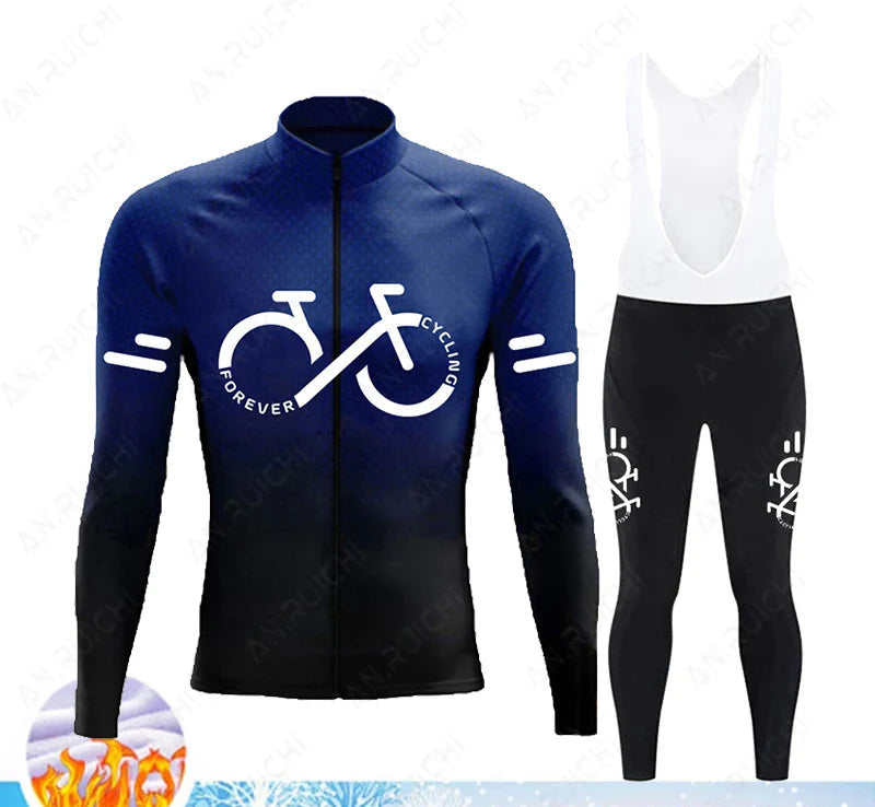 Cyclovent Thermische Wielertrui Set – Heren Fleece Fietskleding met 5D Kussen, Winddicht & Warm voor Winterritten