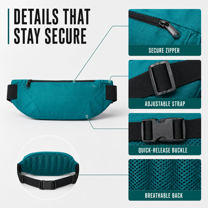 Thrives Outdoor | StrideLume Lightweight Waterproof Waist Pack 4