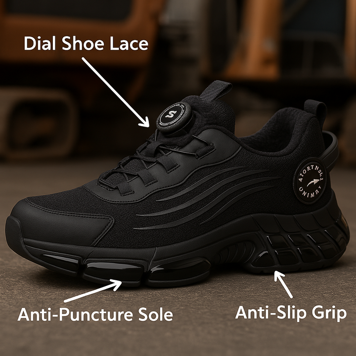 Zapatos de Seguridad con Punta de Acero – Cierre Giratorio, Suela Antideslizante y Resistente a Pinchazos