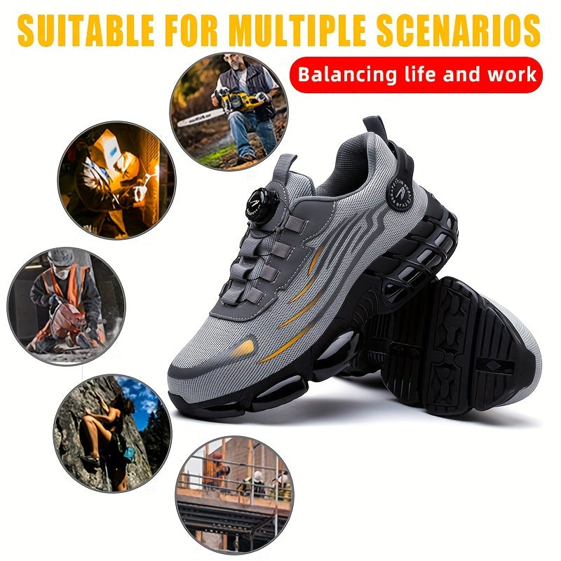 Zapatos de Seguridad con Punta de Acero – Cierre Giratorio, Suela Antideslizante y Resistente a Pinchazos