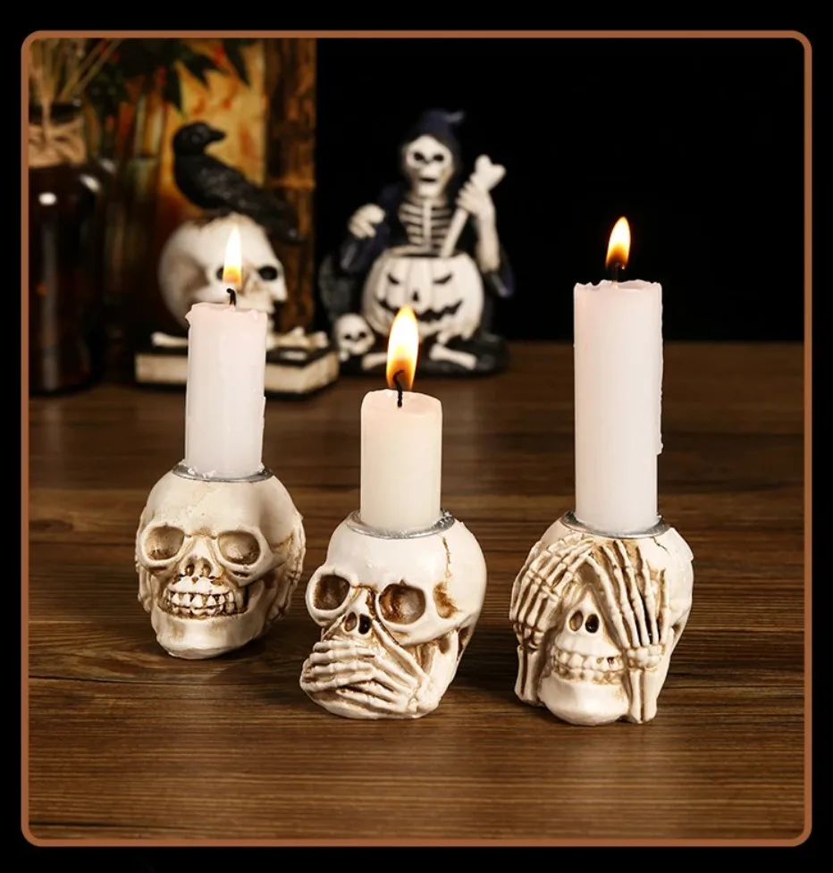 TotenkopfGlühen Skullight 3-delige Halloween-schedelkandelaarset 7