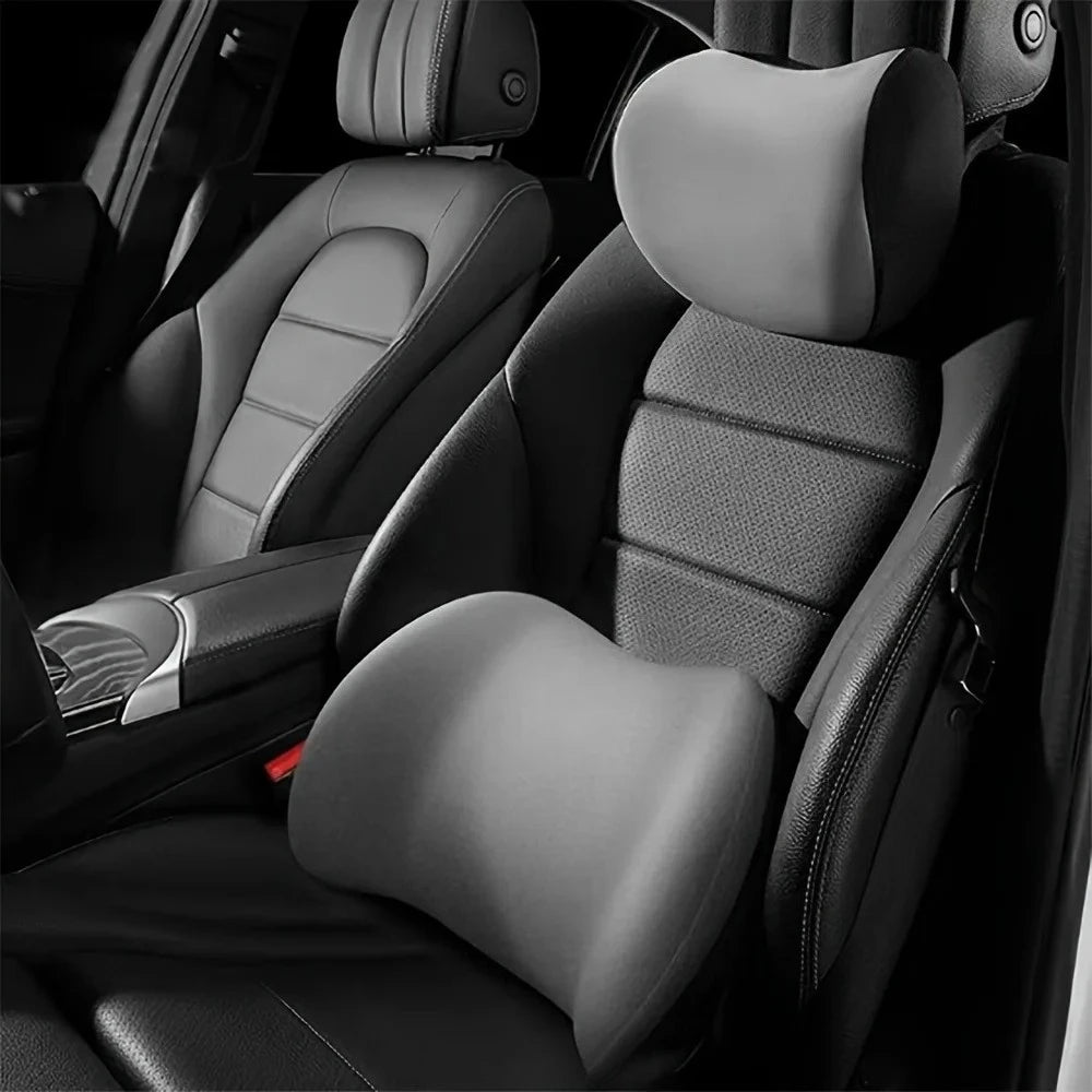 Traagschuim Auto Nekkussen met Lendensteun en Rugleuning voor Comfort tijdens Lange Rit 0