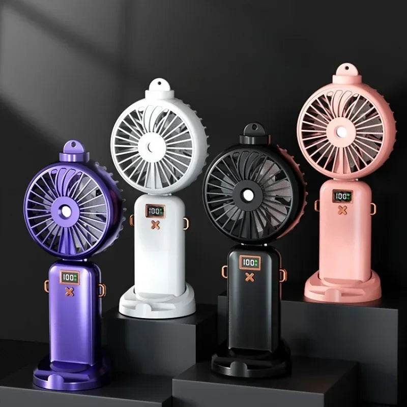 Tragbarer Mini Ventilator mit Nebelfunktion, USB-Ladeanschluss, Handventilator für Unterwegs 4