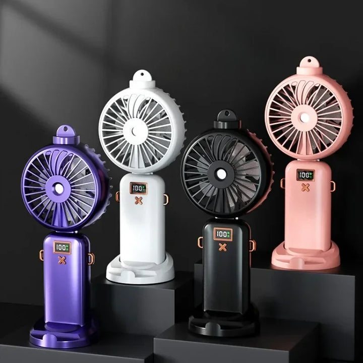 Tragbarer Mini Ventilator mit Nebelfunktion, USB-Ladeanschluss, Handventilator für Unterwegs 4