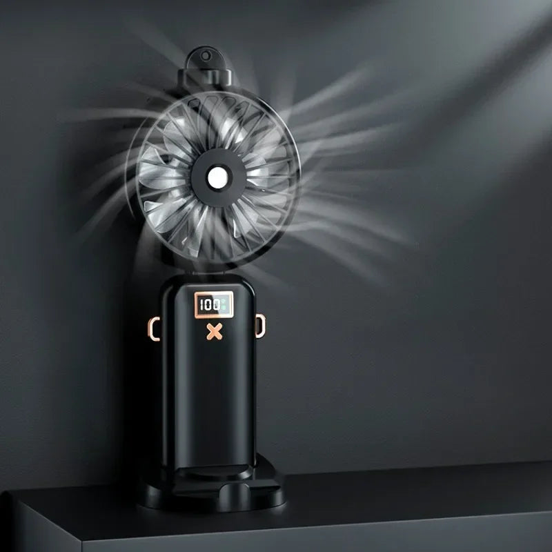 Tragbarer Mini Ventilator mit Nebelfunktion, USB-Ladeanschluss, Handventilator für Unterwegs 5