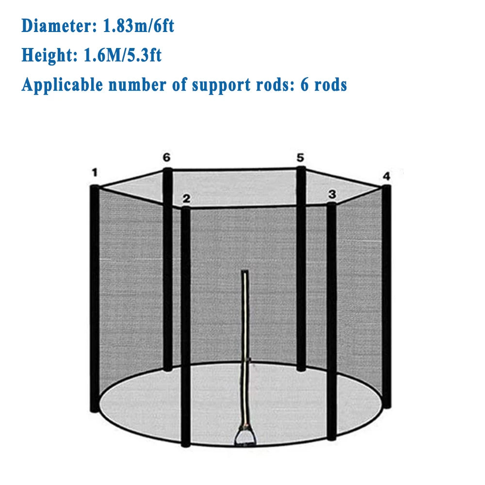 Trampoline Veiligheidsnet voor 6/8/10/12Ft Trampolines met Ritssluiting, Zwart 7
