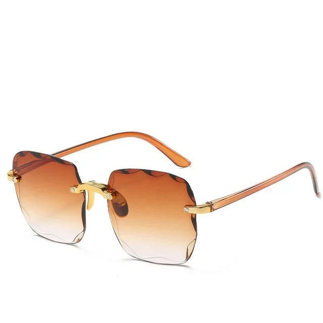 Trendy Rimless Sunglasses with UV400 Protection in Vintage Style – Clea 2