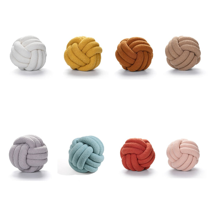 Cuscino Nuvora Knoop – Cotone Peluche Rotondo Design, Stile Boho in 2 Misure