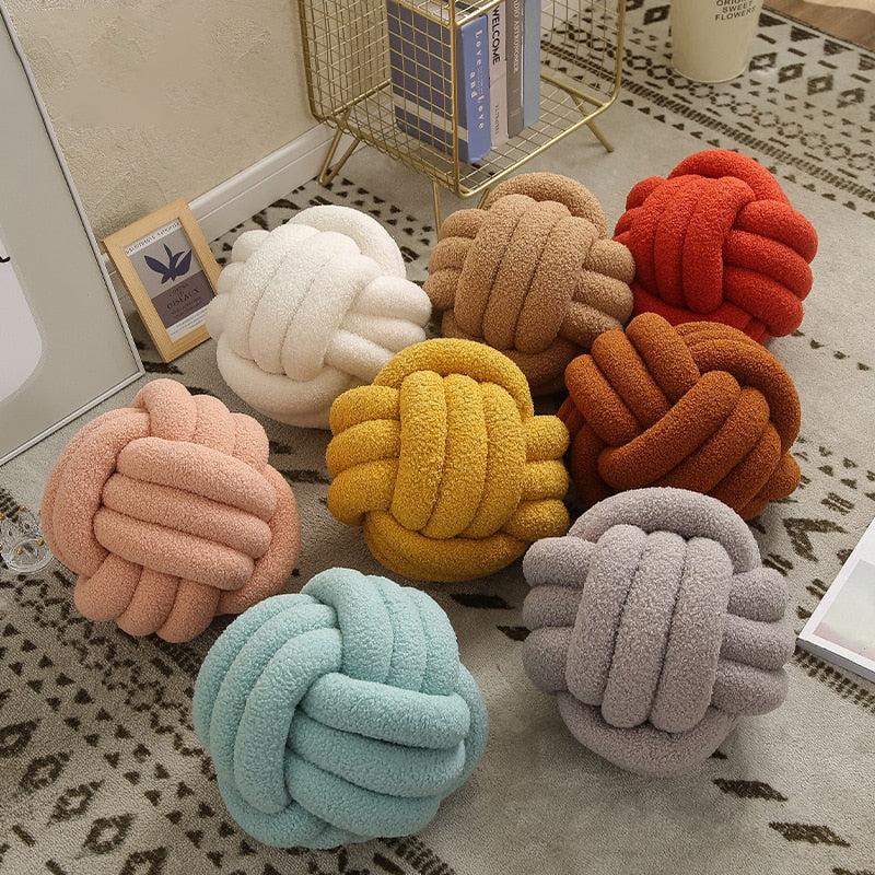 Cuscino Nuvora Knoop – Cotone Peluche Rotondo Design, Stile Boho in 2 Misure
