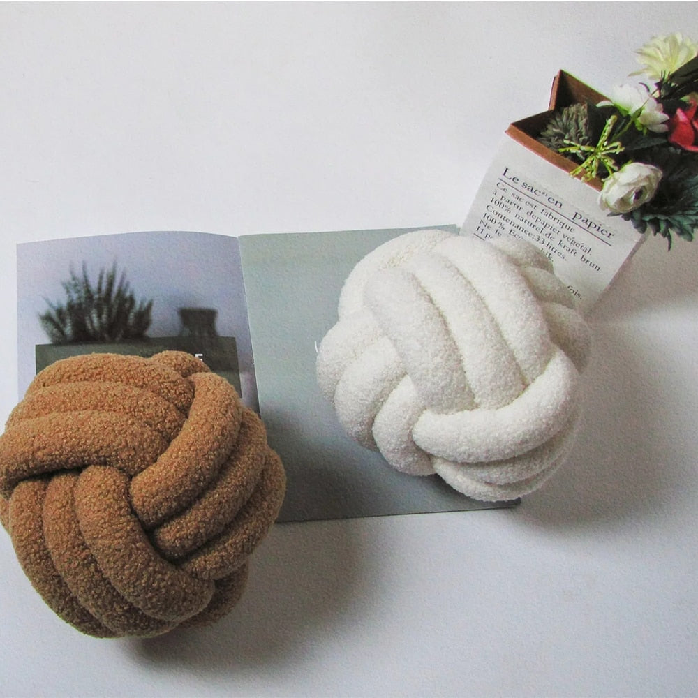 Cuscino Nuvora Knoop – Cotone Peluche Rotondo Design, Stile Boho in 2 Misure