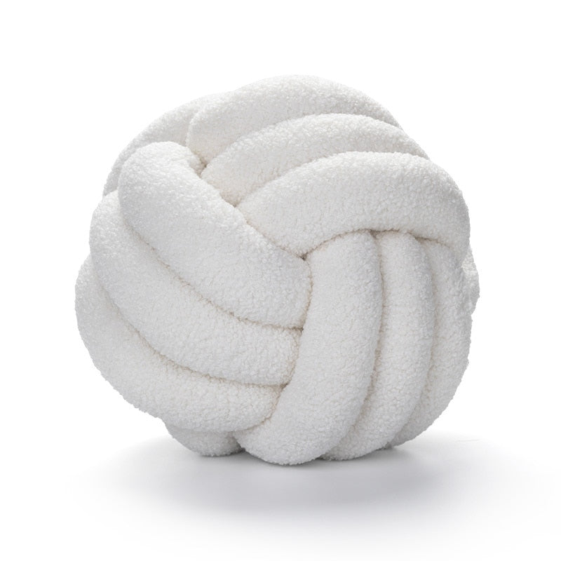 Cuscino Nuvora Knoop – Cotone Peluche Rotondo Design, Stile Boho in 2 Misure