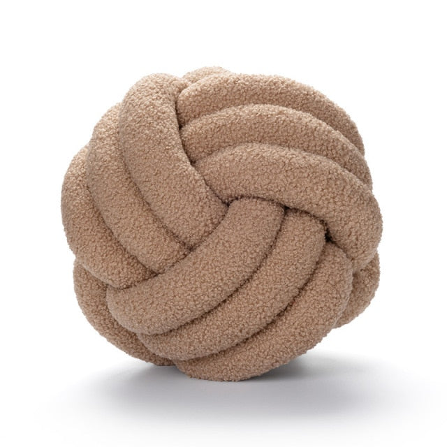 Cuscino Nuvora Knoop – Cotone Peluche Rotondo Design, Stile Boho in 2 Misure