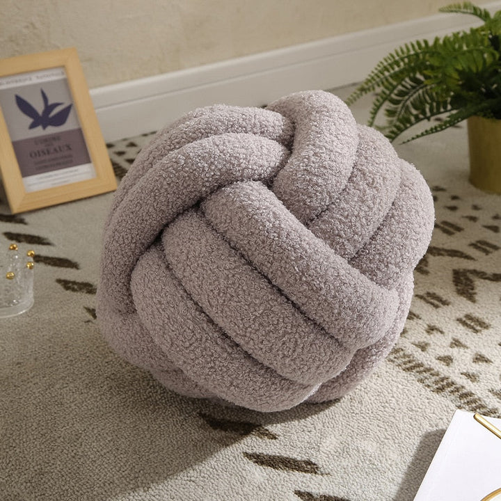 Cuscino Nuvora Knoop – Cotone Peluche Rotondo Design, Stile Boho in 2 Misure