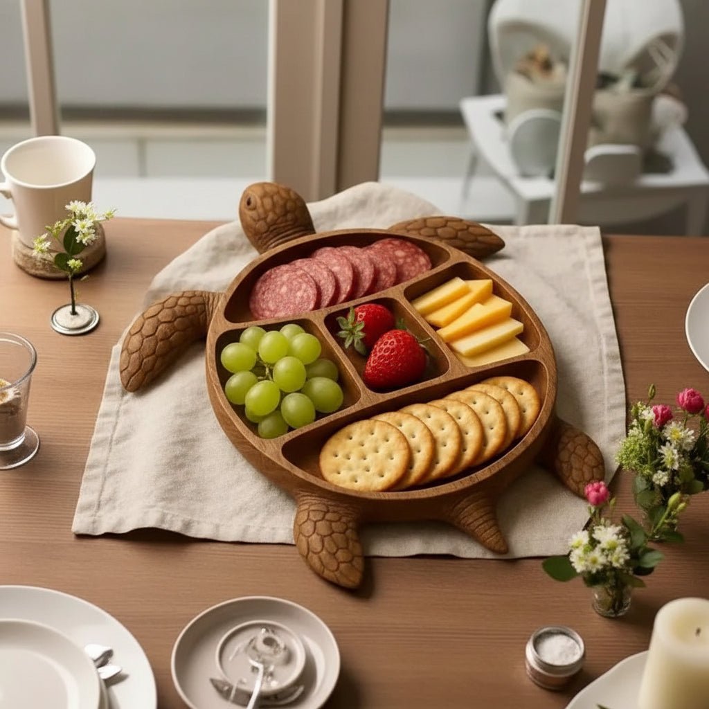 EDELHOLZ - Decorative Turtle-Shaped Wooden Board Handcrafted for Serving Snacks Vestragear