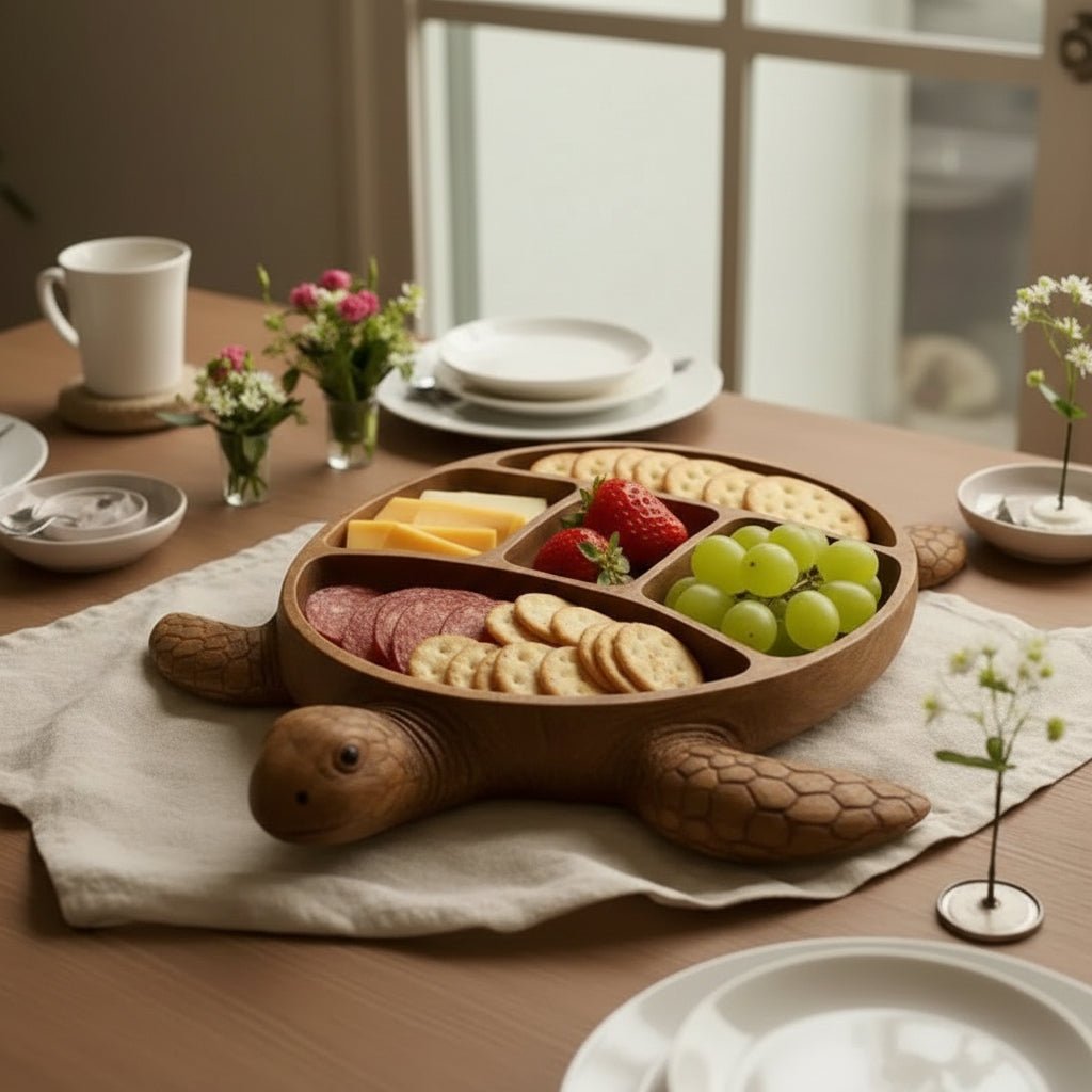 EDELHOLZ - Decorative Turtle-Shaped Wooden Board Handcrafted for Serving Snacks Vestragear