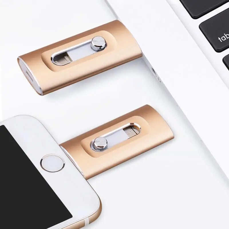 USB-stick voor iPhone 256GB – 3-in-1 fotostick voor smartphone en computer 1