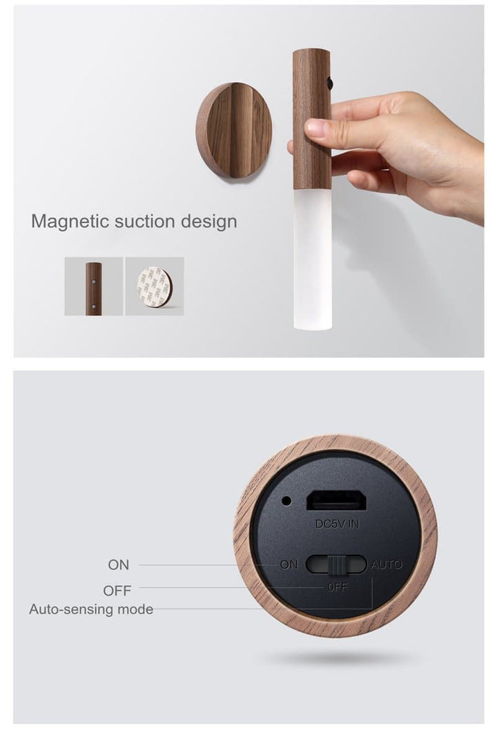 Lumora Lámpara de Pared Recargable – USB, Sensor de Movimiento y Luz LED Blanca Cálida