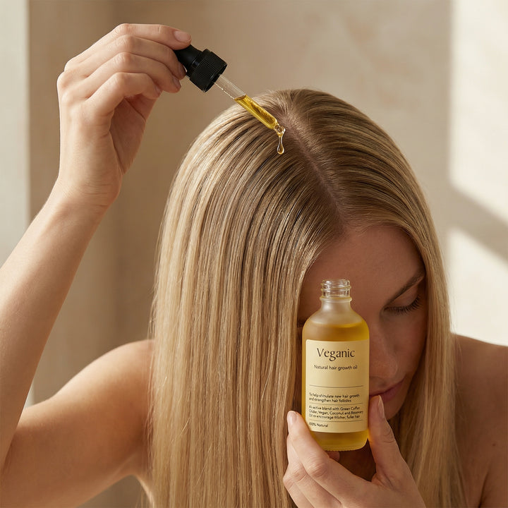 Huile capillaire pour cuir chevelu – Ricin, Argan &amp; Noix de coco pour éclat &amp; croissance des cheveux