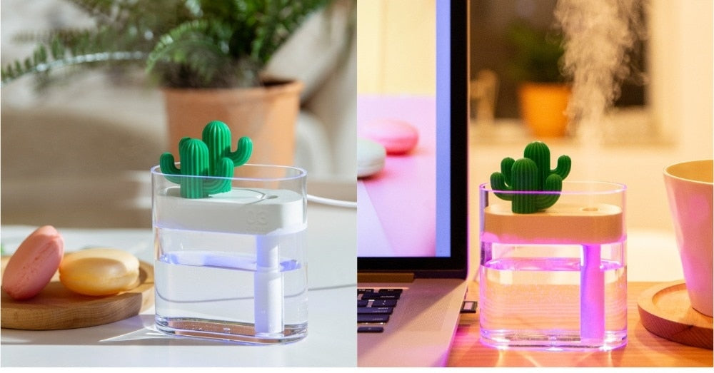 AromaVida Aroma Diffuser – Ultrasonisch Cactus Design met LED & 160ml Tank