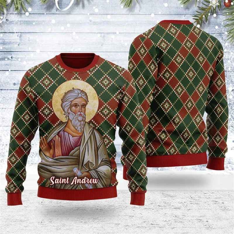 Unisex 3D gedrukt kerst sweatshirt met Jezus ontwerp 6