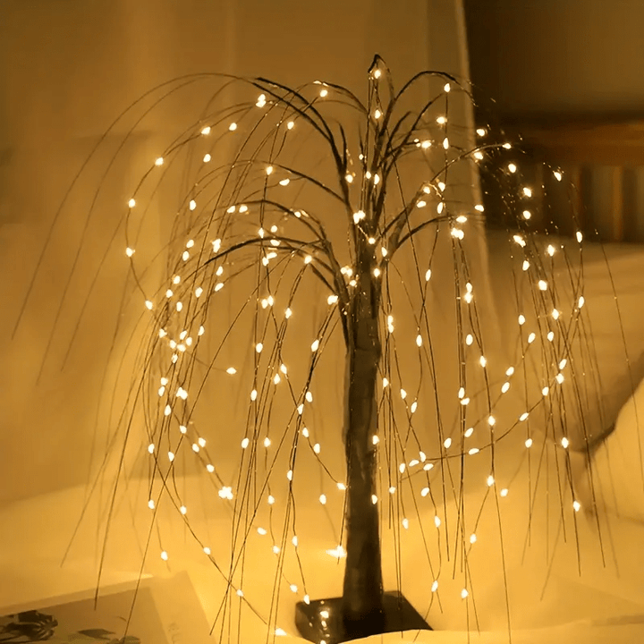 WillowGlow Lichtboom – Lámpara decorativa de sauce llorón con luz blanca cálida y ambiente natural