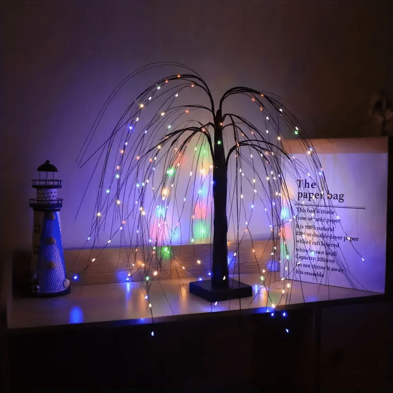 WillowGlow Lichtboom – Lámpara decorativa de sauce llorón con luz blanca cálida y ambiente natural