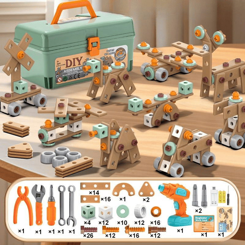 Set di giochi da costruzione – Cacciavite elettrico e valigetta degli attrezzi