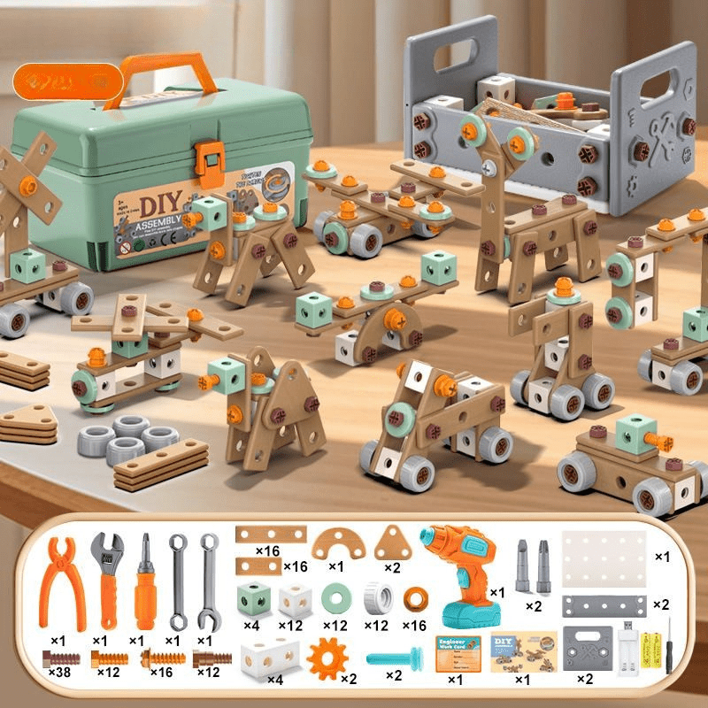 Set di giochi da costruzione – Cacciavite elettrico e valigetta degli attrezzi
