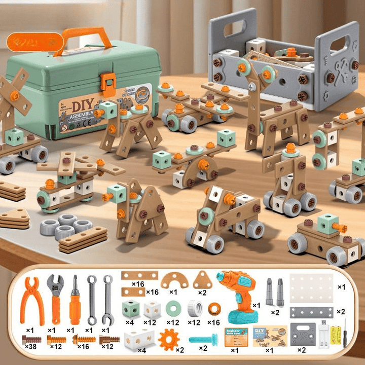 Set di giochi da costruzione – Cacciavite elettrico e valigetta degli attrezzi