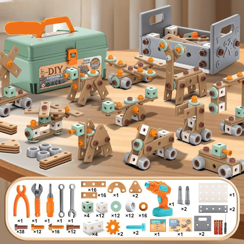 Set di giochi da costruzione – Cacciavite elettrico e valigetta degli attrezzi