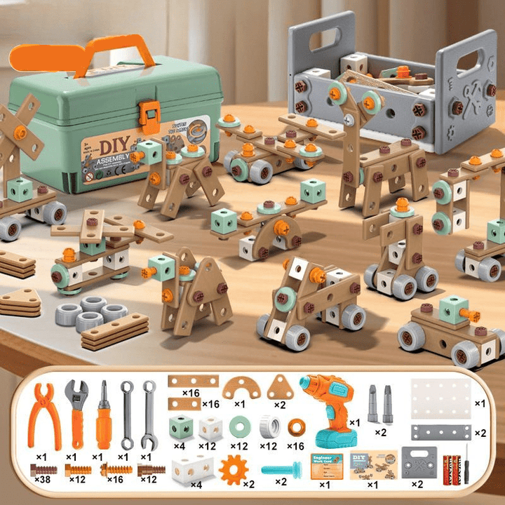 Set di giochi da costruzione – Cacciavite elettrico e valigetta degli attrezzi