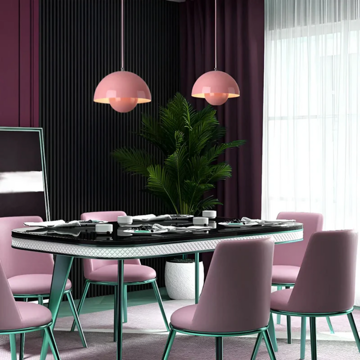 Lámpara colgante NordicBlossom – lámpara escandinava con pantalla en forma de flor y luz LED cálida