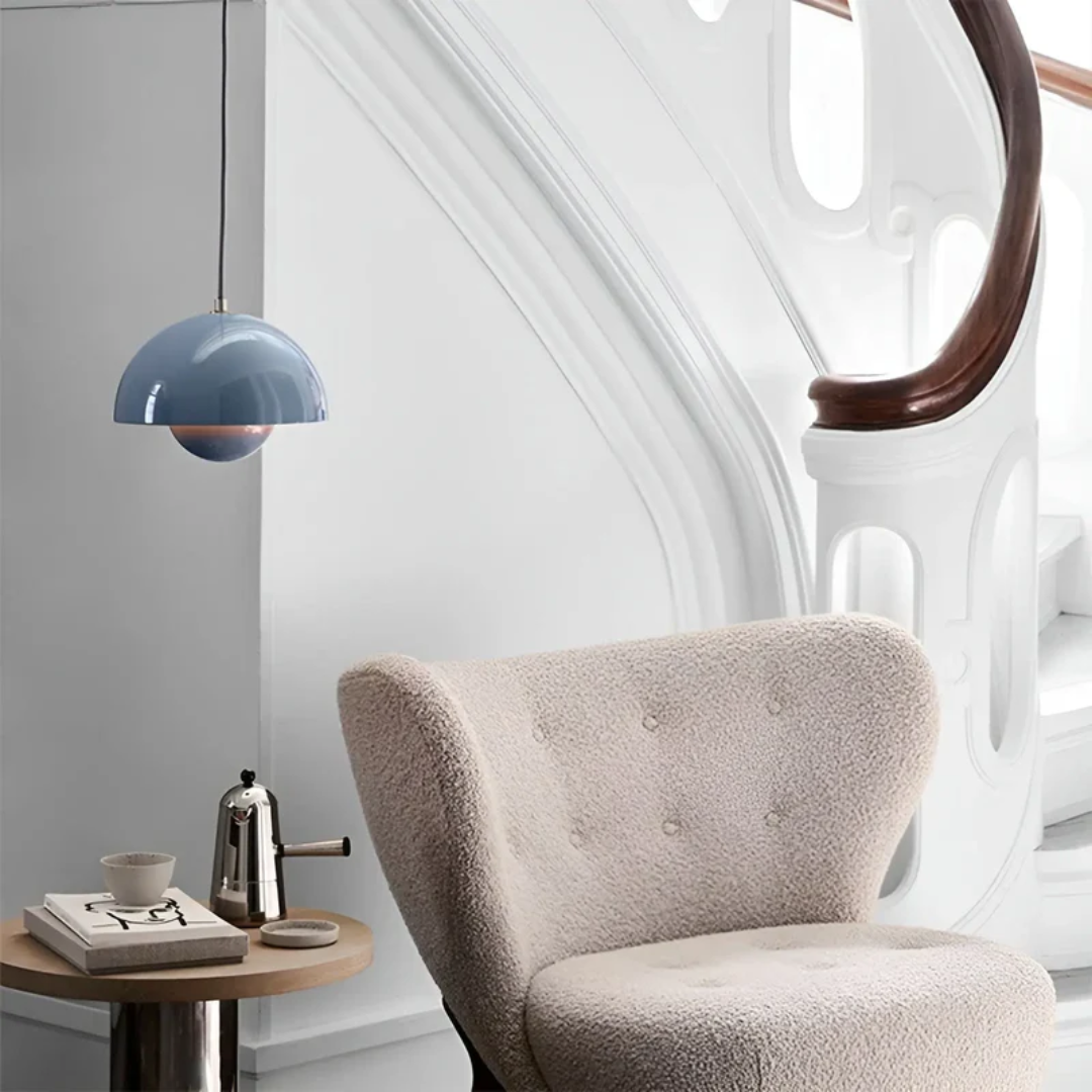 NordicBlossom Candeeiro de Teto – Candeeiro Escandinavo com Abajur em Forma de Flor & Luz LED Quente