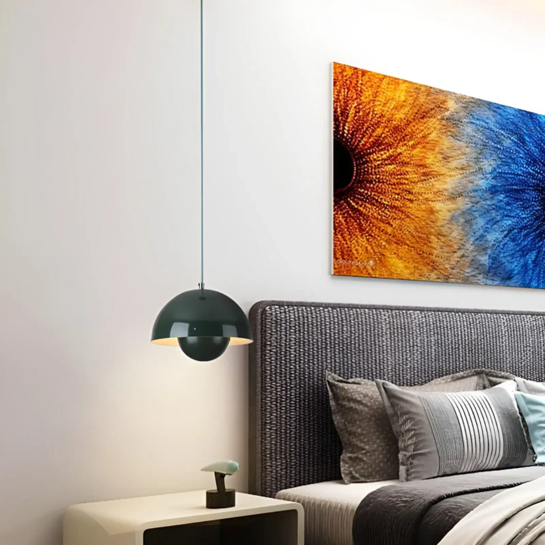 NordicBlossom Candeeiro de Teto – Candeeiro Escandinavo com Abajur em Forma de Flor & Luz LED Quente