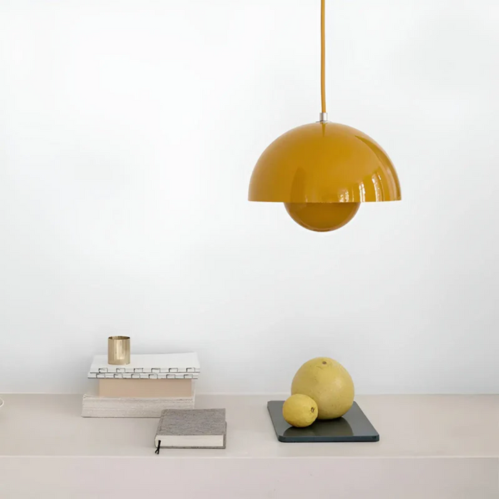 Lámpara colgante NordicBlossom – lámpara escandinava con pantalla en forma de flor y luz LED cálida