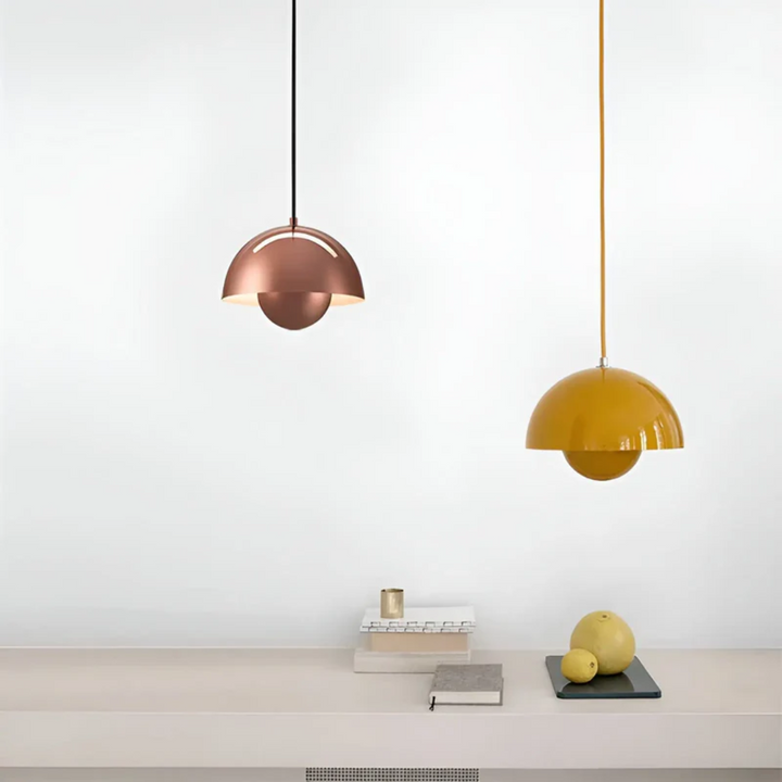 Lámpara colgante NordicBlossom – lámpara escandinava con pantalla en forma de flor y luz LED cálida