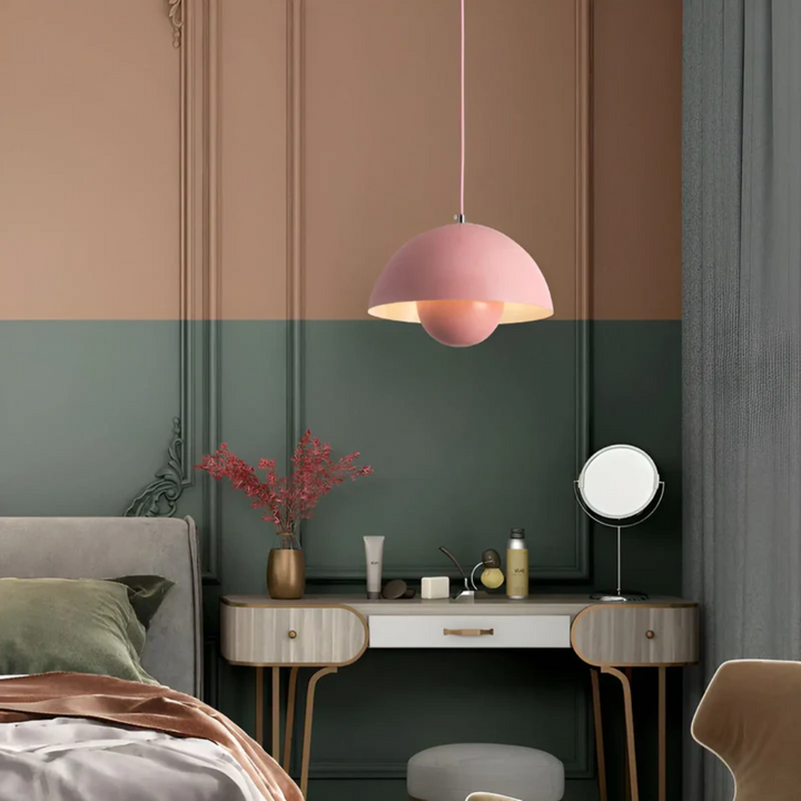 Lámpara colgante NordicBlossom – lámpara escandinava con pantalla en forma de flor y luz LED cálida