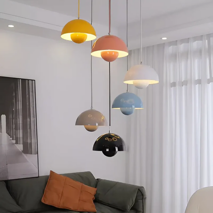Lámpara colgante NordicBlossom – lámpara escandinava con pantalla en forma de flor y luz LED cálida