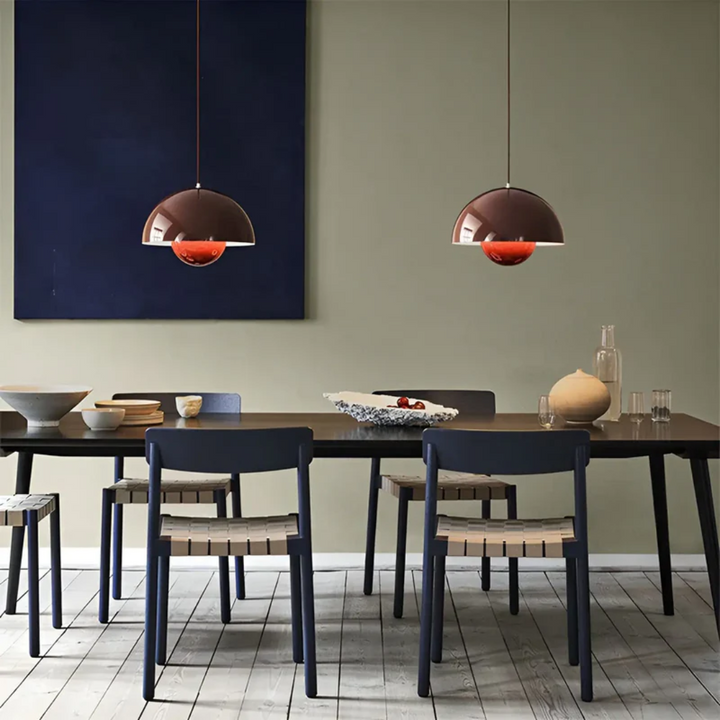 Lámpara colgante NordicBlossom – lámpara escandinava con pantalla en forma de flor y luz LED cálida