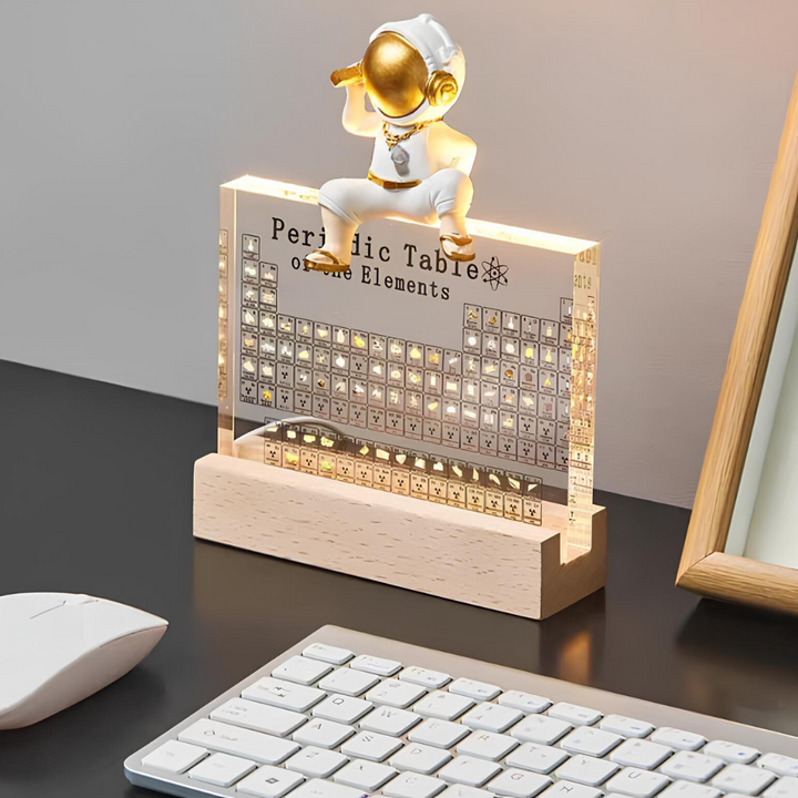 Elementa Verlichte Periodieke Tabel – Acryl display met houten voet &amp; 83 echte elementen