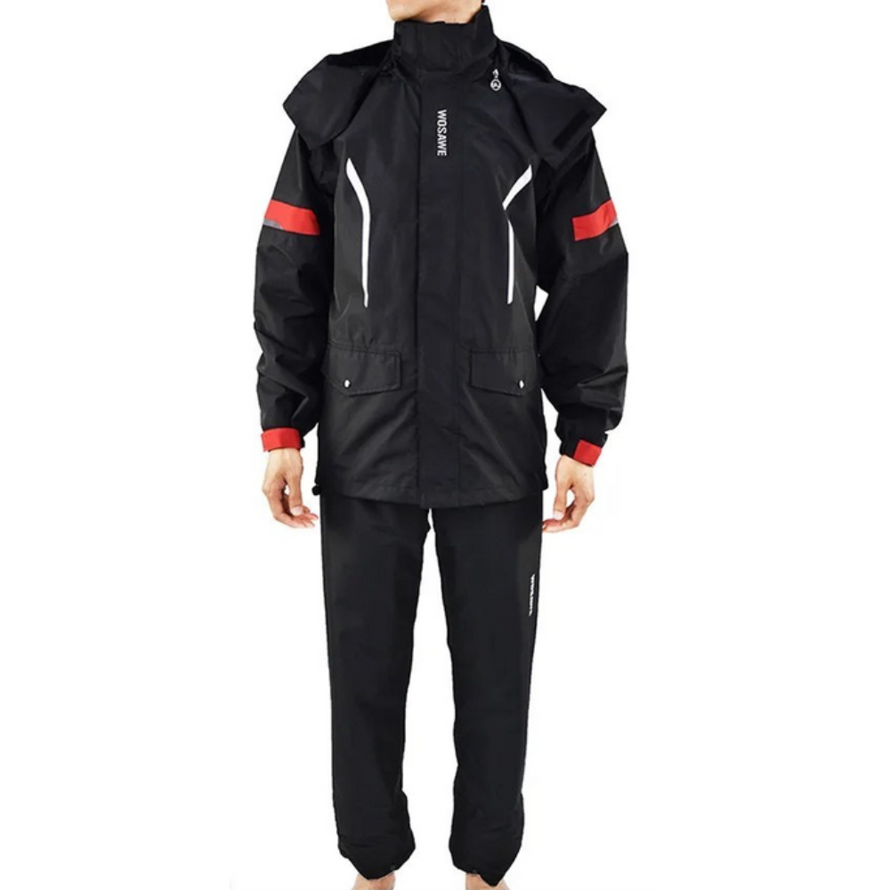 Wosawe Motorregenjas – Waterdichte Herenjas met Reflecterende Details & Winddicht Ontwerp